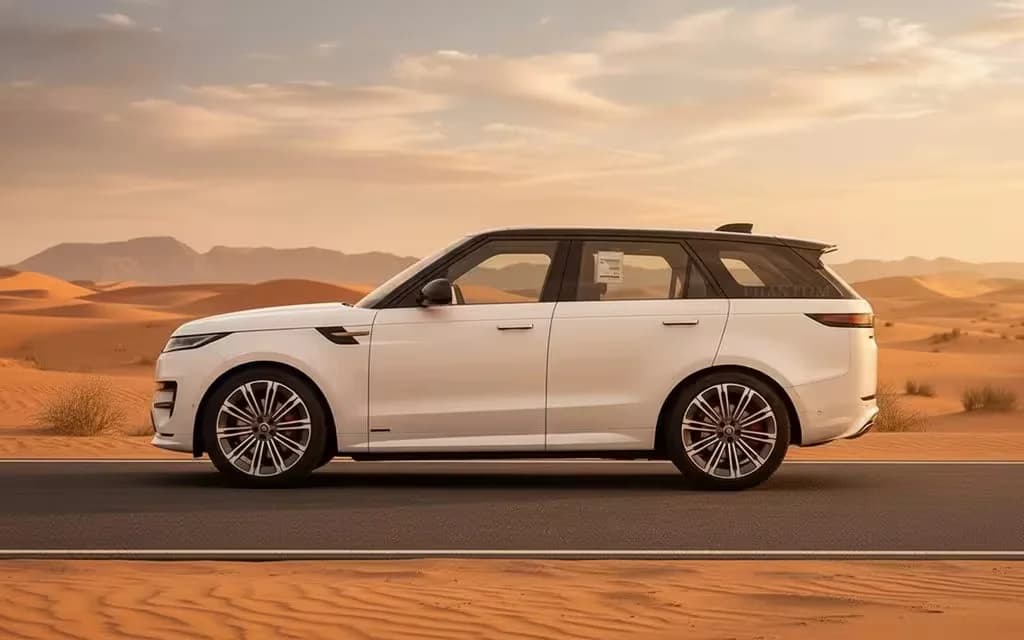 LandRover RangeRoverSport 2023 White side profile – rental in Dubai