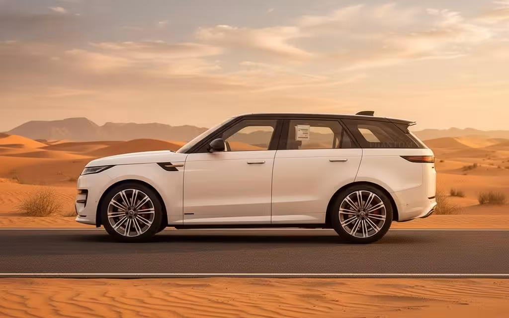 LandRover RangeRoverSport 2023 White side profile – rental in Dubai
