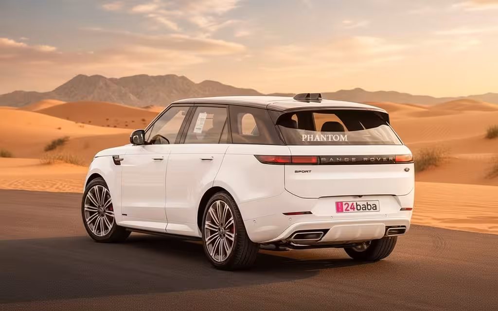 LandRover RangeRoverSport 2023 White rear view showing taillights – rental in Dubai