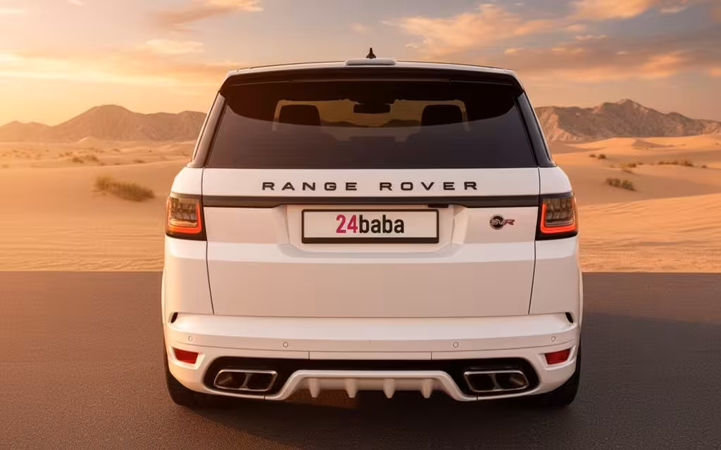 LandRover RangeRoverSport 2022 White rear view showing taillights – rental in Dubai