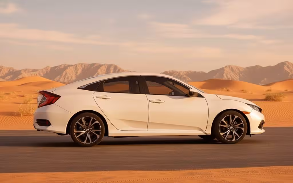 Honda Civic 2021 White side profile – rental in Dubai