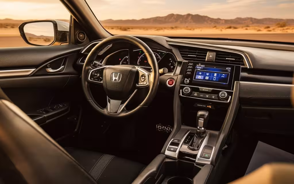Honda Civic 2021 dashboard and infotainment – rental in Dubai