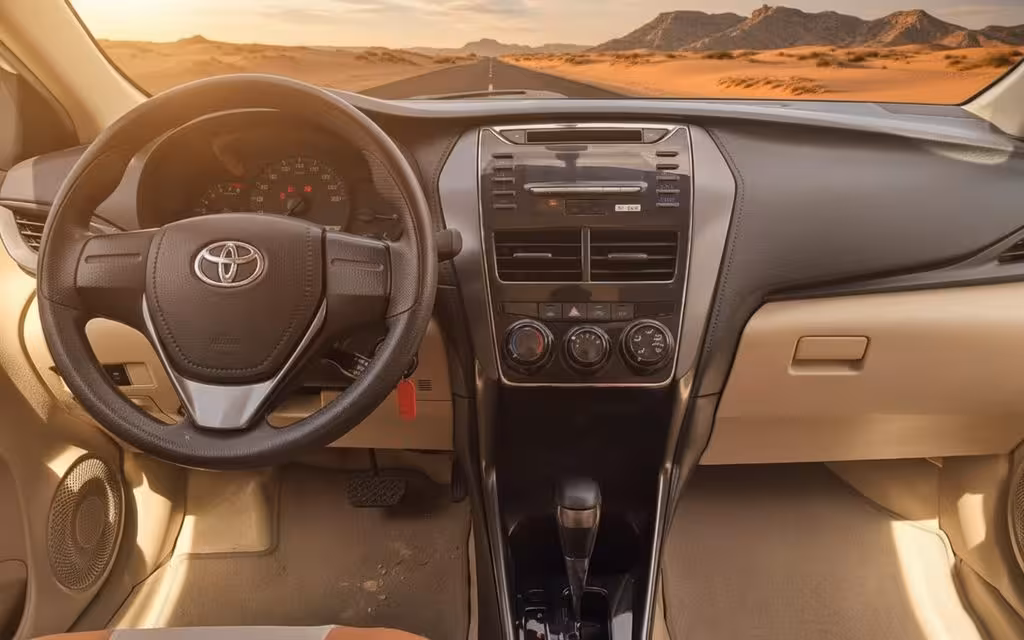 Toyota Yaris 2021 interior view showing trim – rental in Dubai