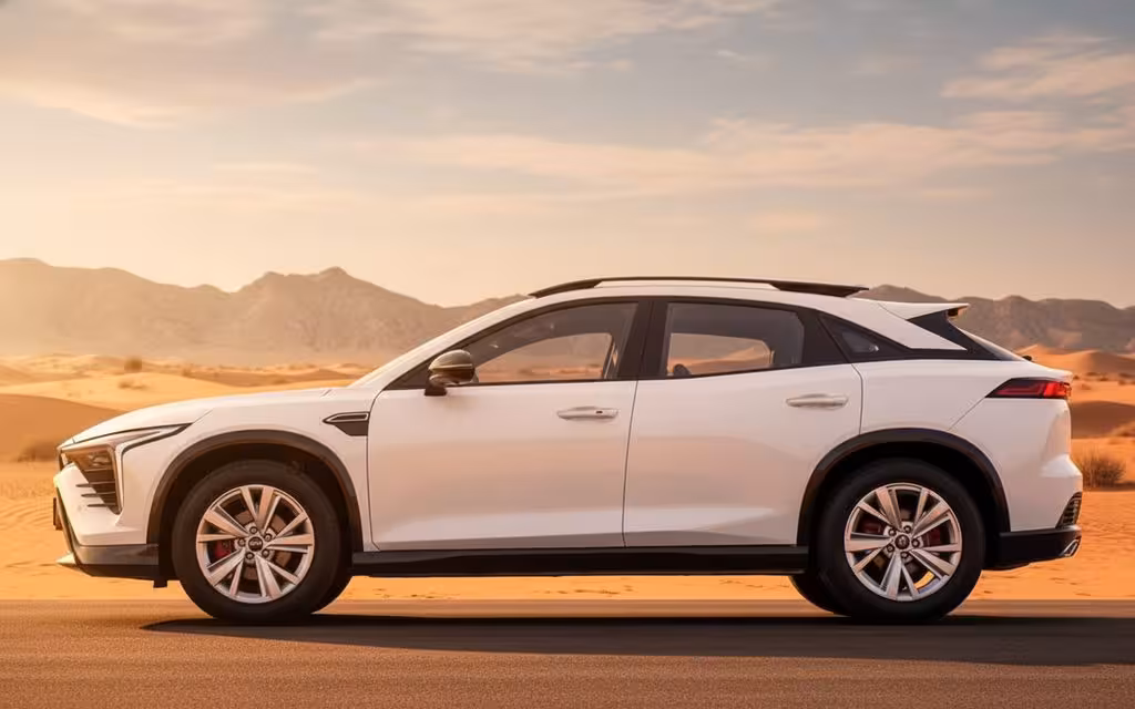 Bestune B70 2023 White side profile – rental in Dubai