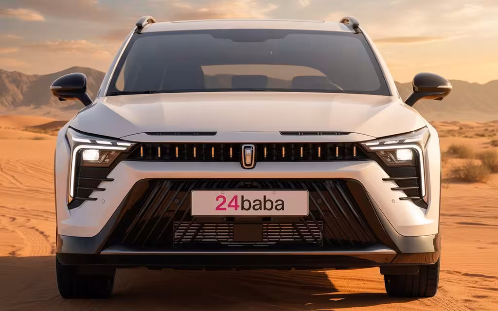 Bestune B70 2023 White front view with headlights – rental in Dubai