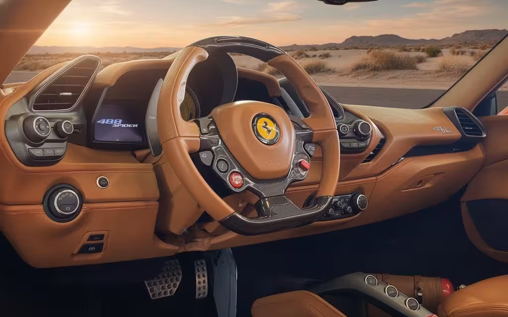 Ferrari 488 2021 dashboard and infotainment – rental in Dubai
