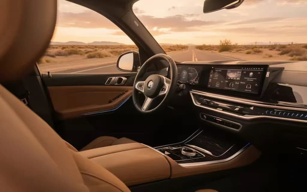 Bmw X5 2024 interior view showing trim – rental in Dubai