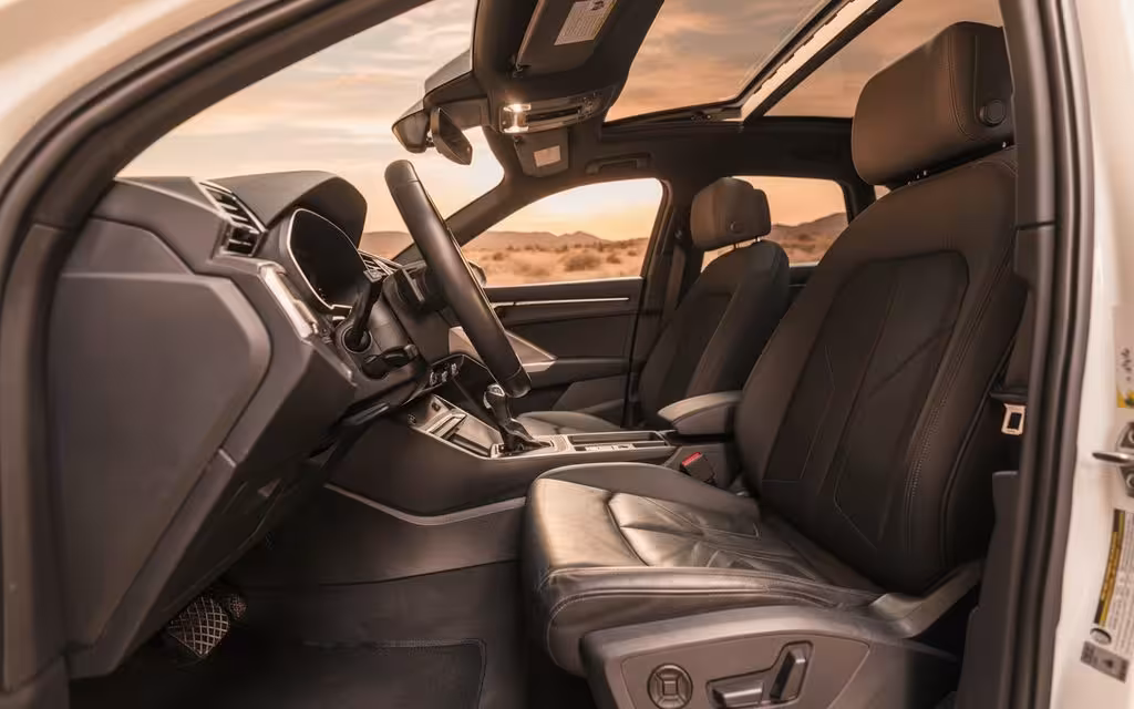 Audi Q3 2021 interior view showing trim – rental in Dubai