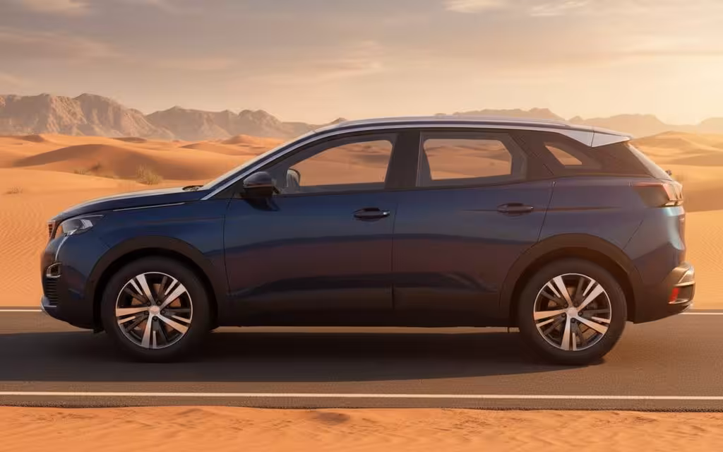 Peugeot 3008 2023 Blue side profile – rental in Dubai