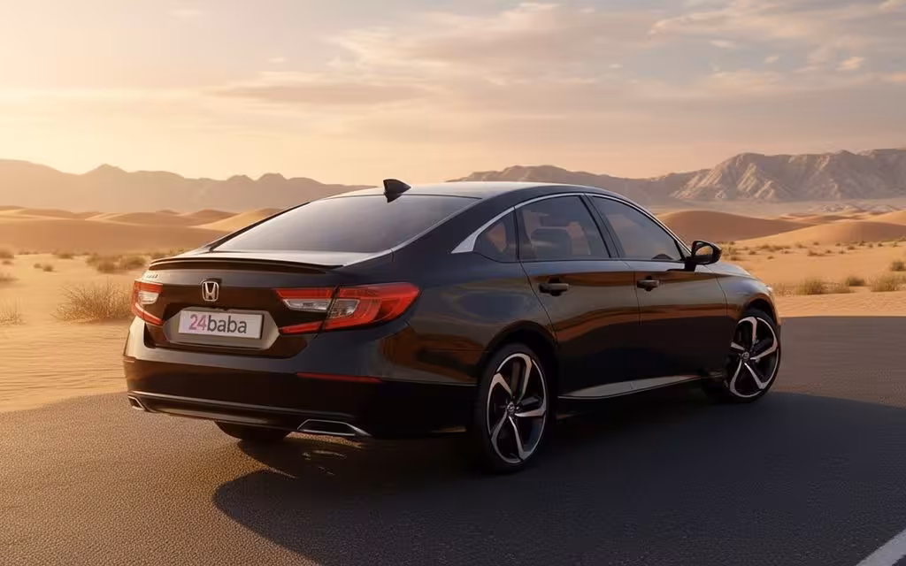 Honda Accord 2023 Black rear view showing taillights – rental in Dubai