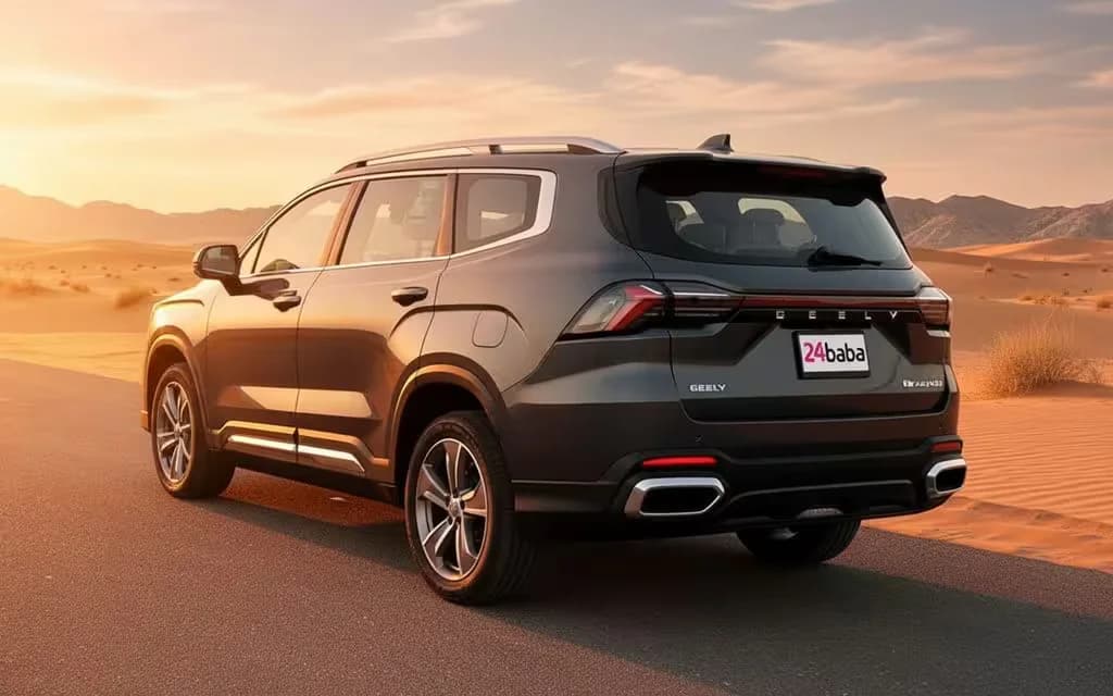 Geely Okavango 2025 Grey rear view showing taillights – rental in Dubai