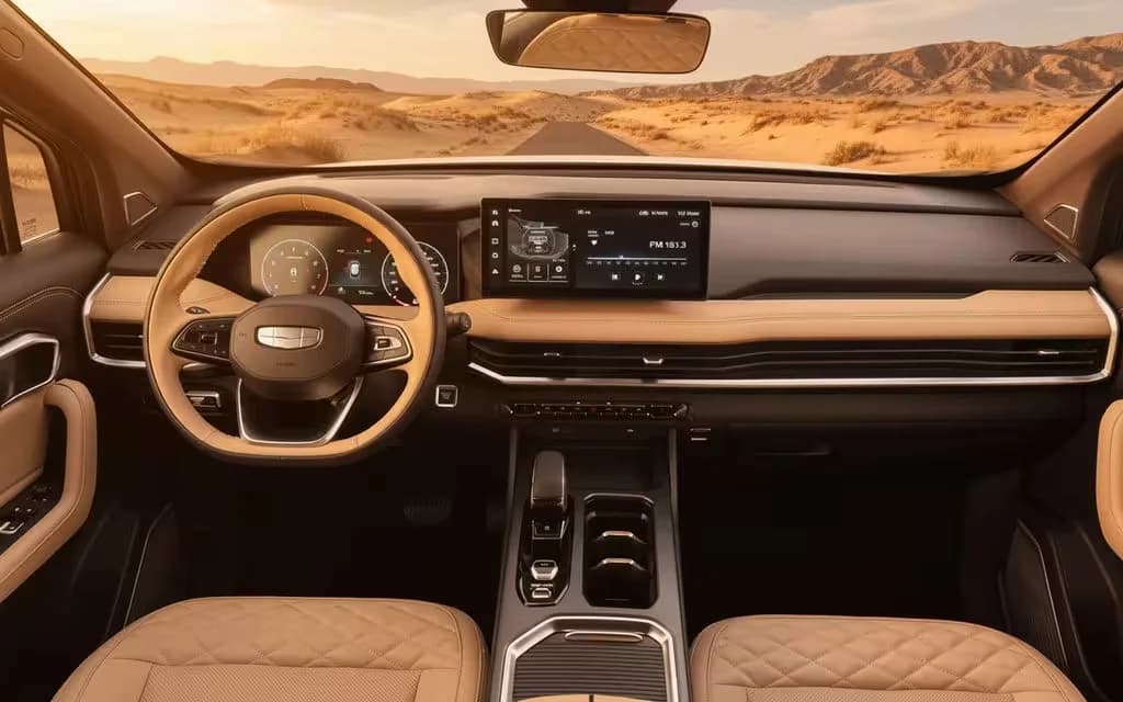 Geely Okavango 2025 dashboard and infotainment – rental in Dubai