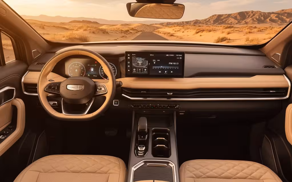 Geely Okavango 2025 dashboard and infotainment – rental in Dubai