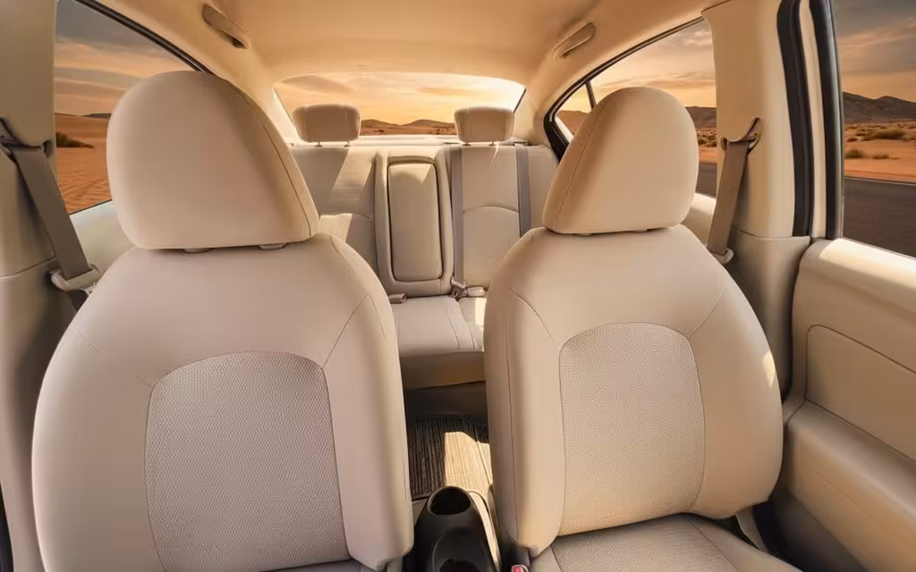 Nissan Sunny 2023 leather seats and cabin – rental in Dubai