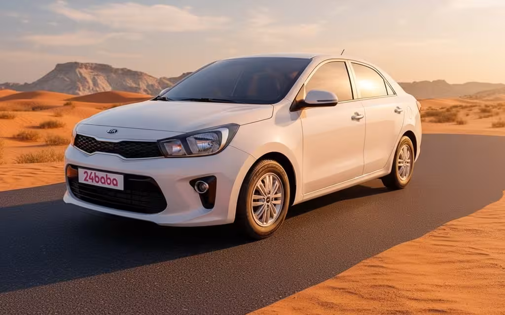 Kia Pegas 2025 White side profile – rental in Dubai
