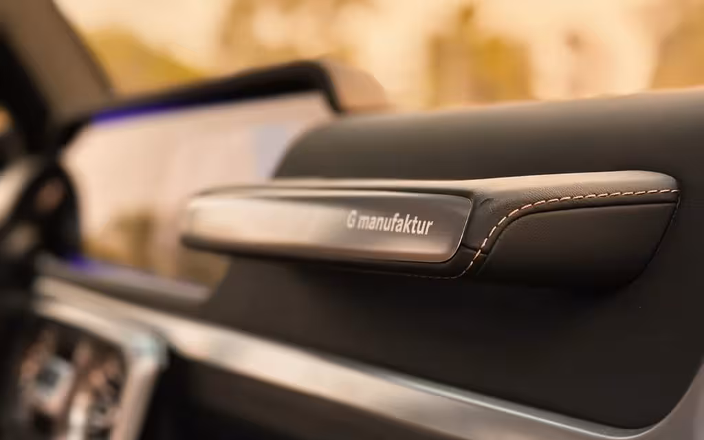 Mercedes G63 2023 interior view showing trim – rental in Dubai