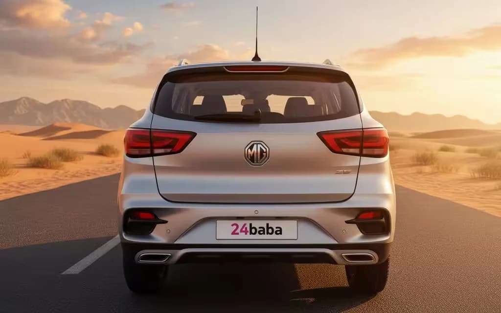 Mg Zs 2024 Silver rear view showing taillights – rental in Dubai