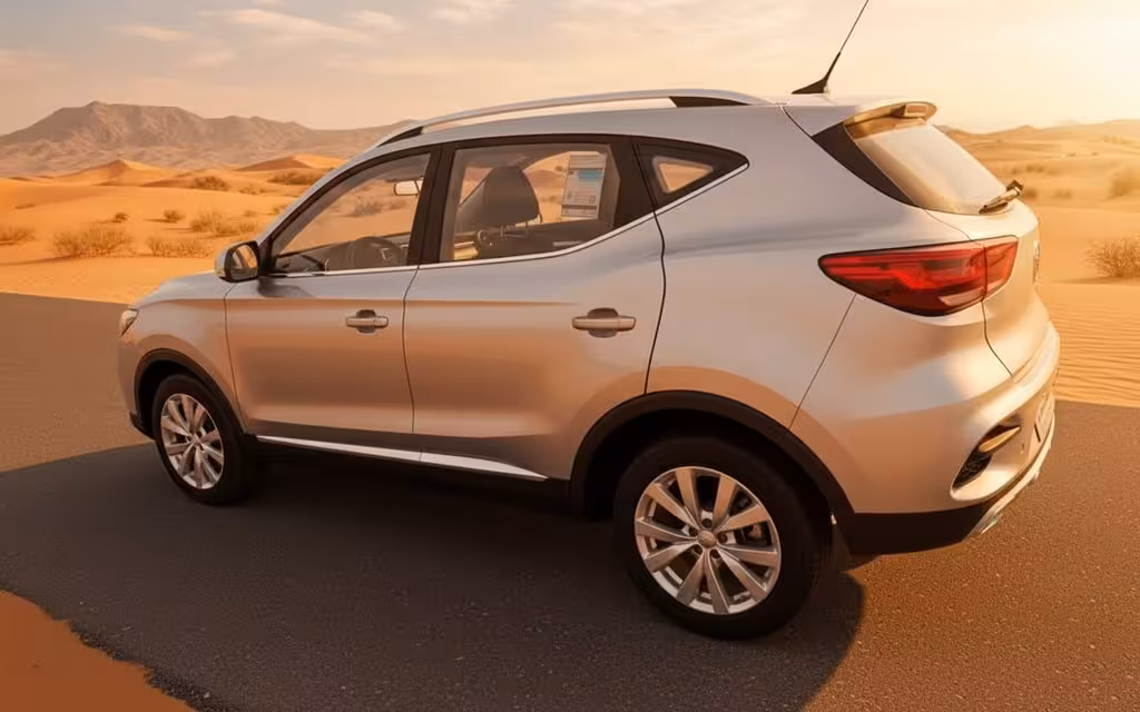 Mg Zs 2024 Silver side profile – rental in Dubai