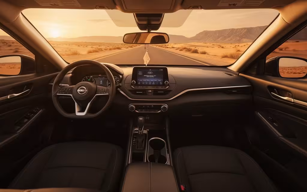 Nissan Altima 2021 interior view showing trim – rental in Dubai