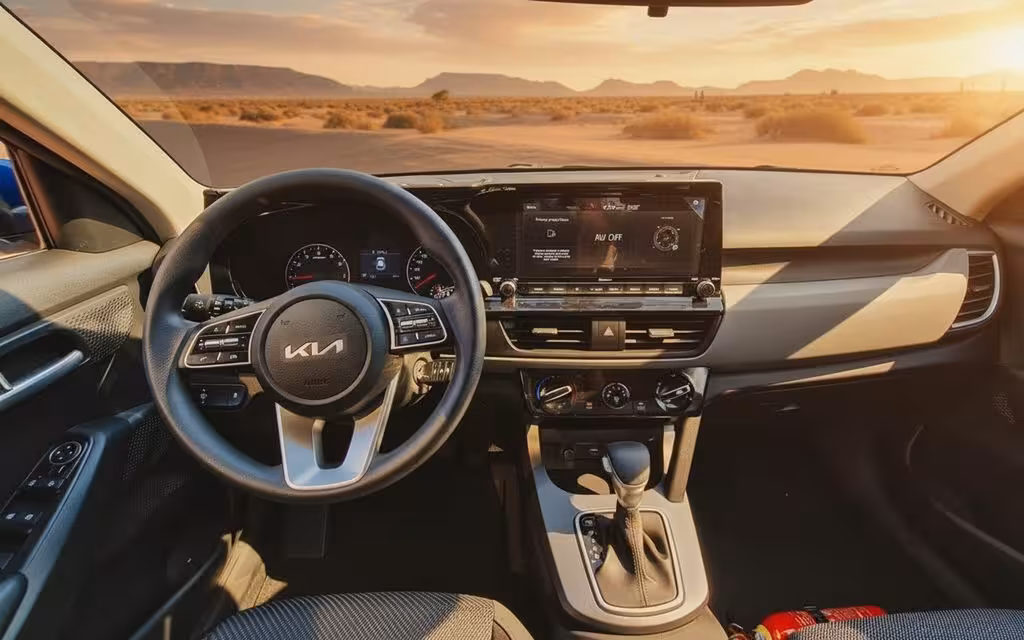 Kia Seltos 2022 dashboard and infotainment – rental in Dubai