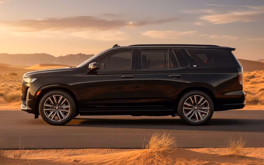 Cadillac Escalade 2024 Black side profile – rental in Dubai