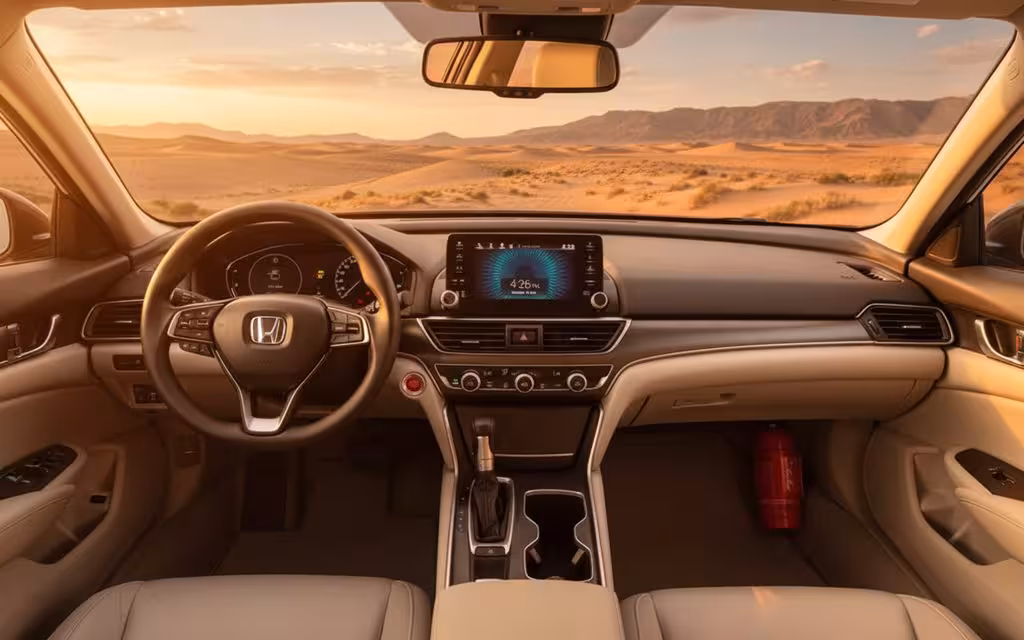 Honda Accord 2022 dashboard and infotainment – rental in Dubai