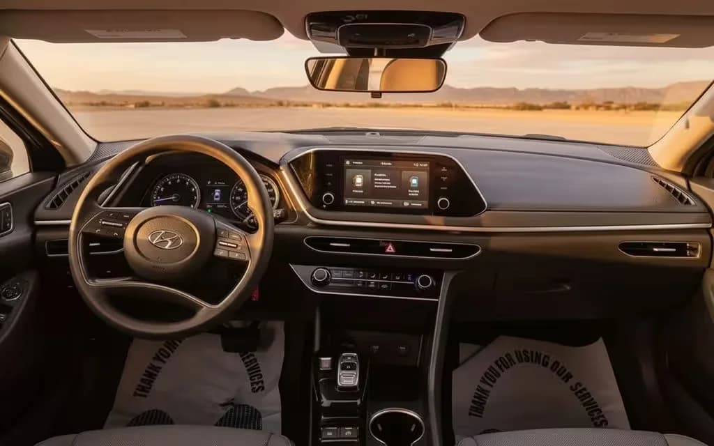 Hyundai Sonata 2021 dashboard and infotainment – rental in Dubai