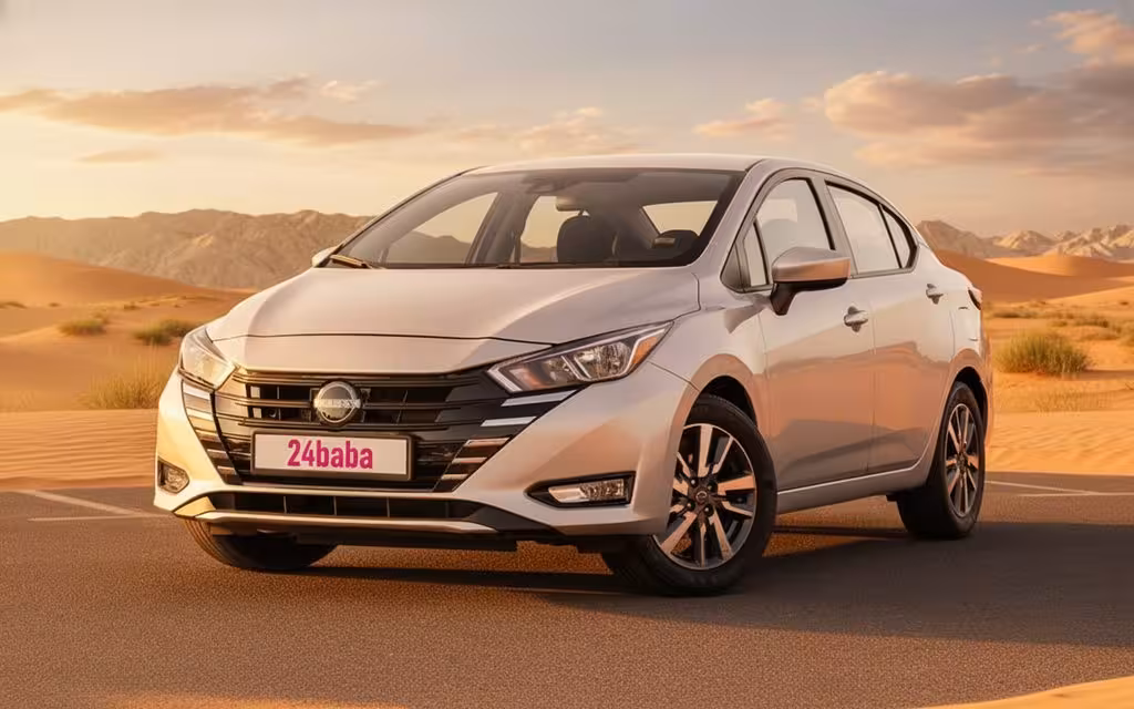 Nissan Versa 2024 Silver cover image – rental in Dubai