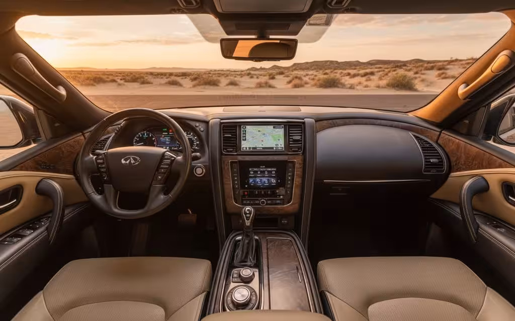 Nissan Patrol 2021 interior view showing trim – rental in Dubai