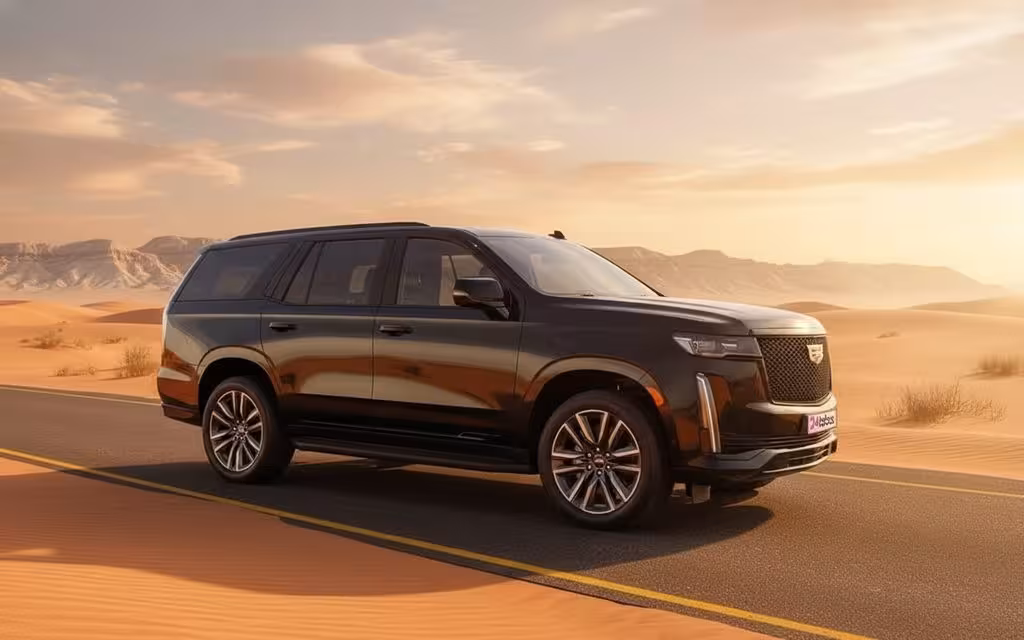 Cadillac Escalade 2022 Black side profile – rental in Dubai