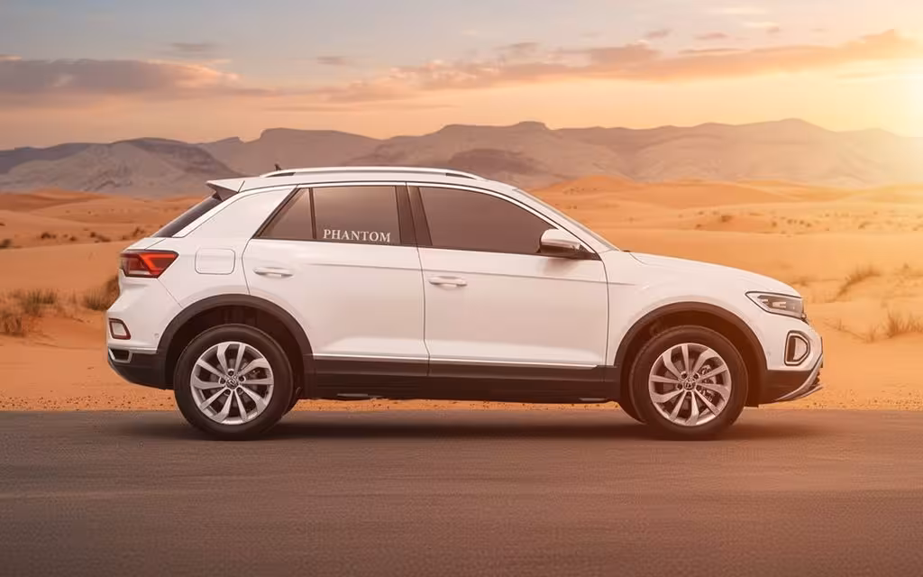 Volkswagen T Roc 2023 White side profile – rental in Dubai