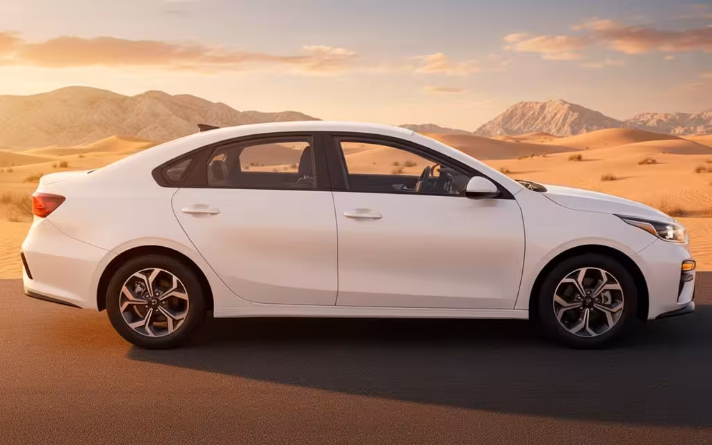 Kia Forte 2020 White side profile – rental in Dubai