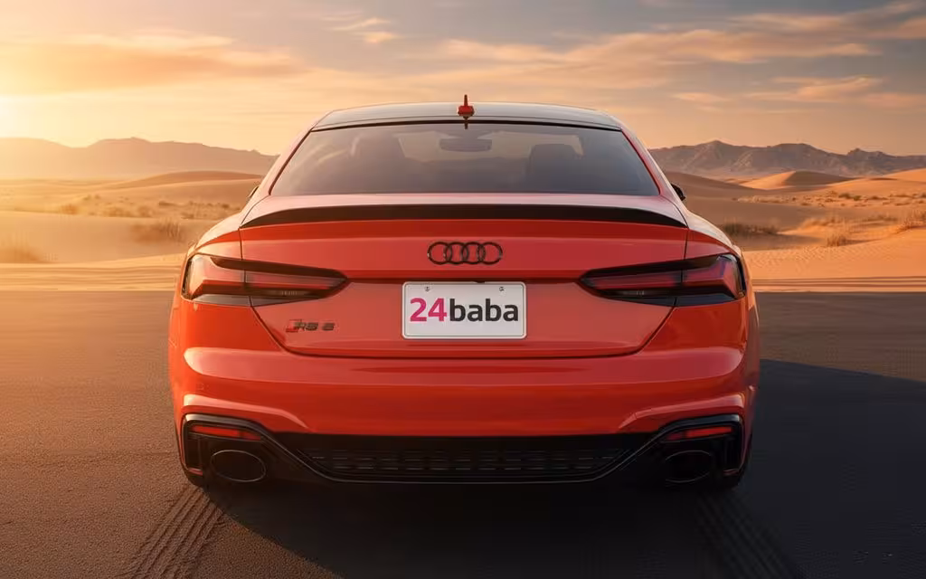 Audi Rs5 2021 Red rear view showing taillights – rental in Dubai