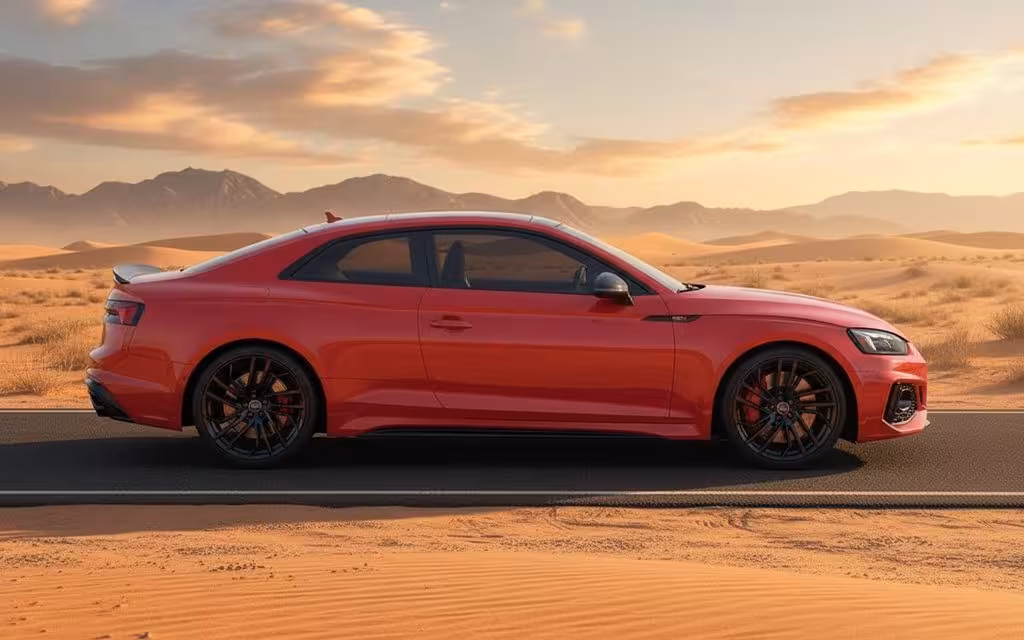 Audi Rs5 2021 Red side profile – rental in Dubai