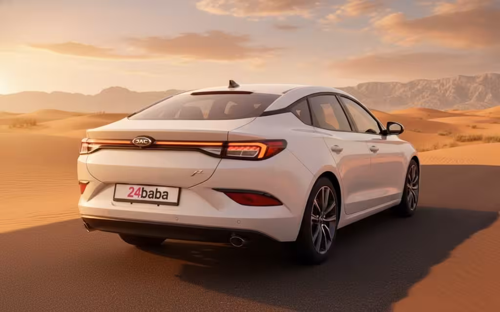 Jac J7 2023 White rear view showing taillights – rental in Dubai