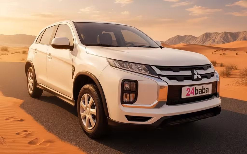 Mitsubishi Asx 2022 White front view with headlights – rental in Dubai