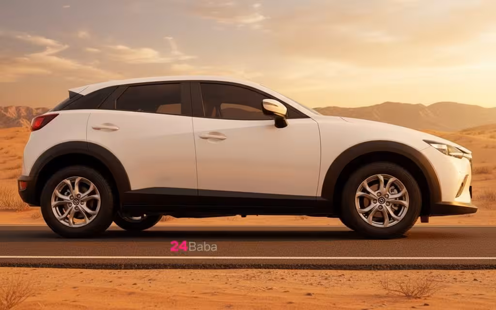Mazda Cx 3 2023 White side profile – rental in Dubai