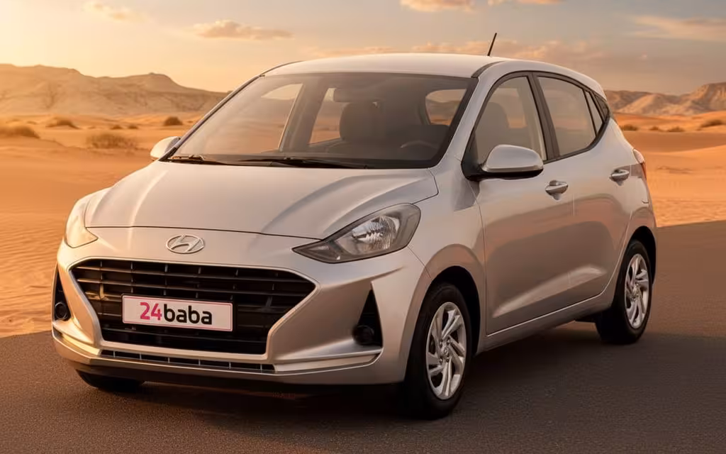 Hyundai GrandI10 2022 Silver cover image – rental in Dubai