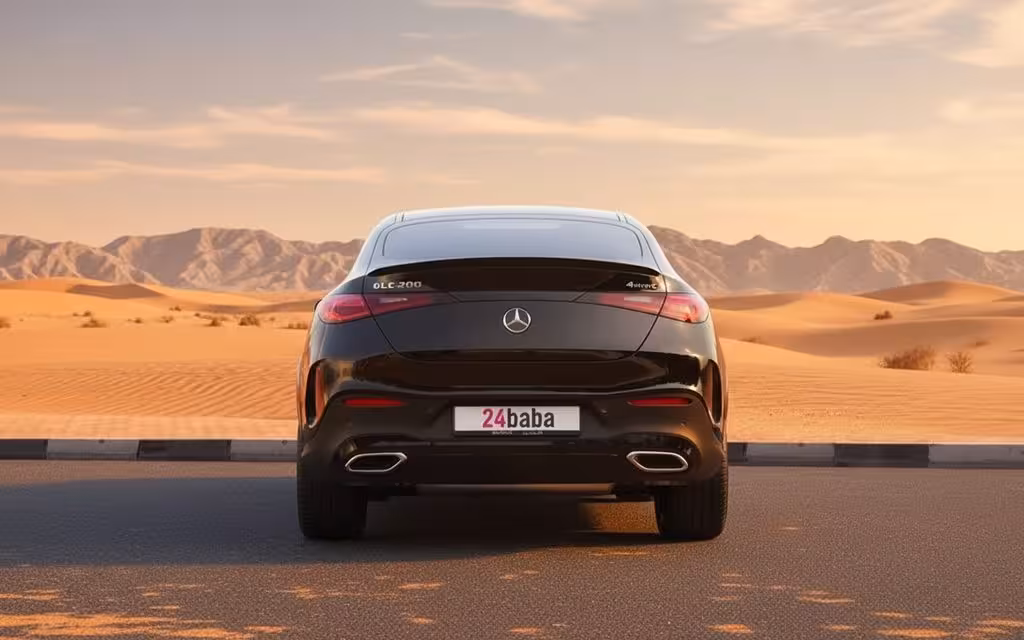 Mercedes Glc300 2025 Black rear view showing taillights – rental in Dubai