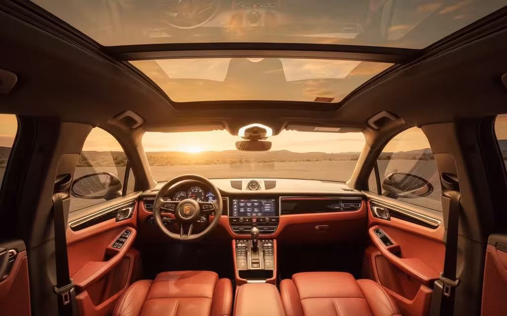 Porsche Macan 2024 interior view showing trim – rental in Dubai
