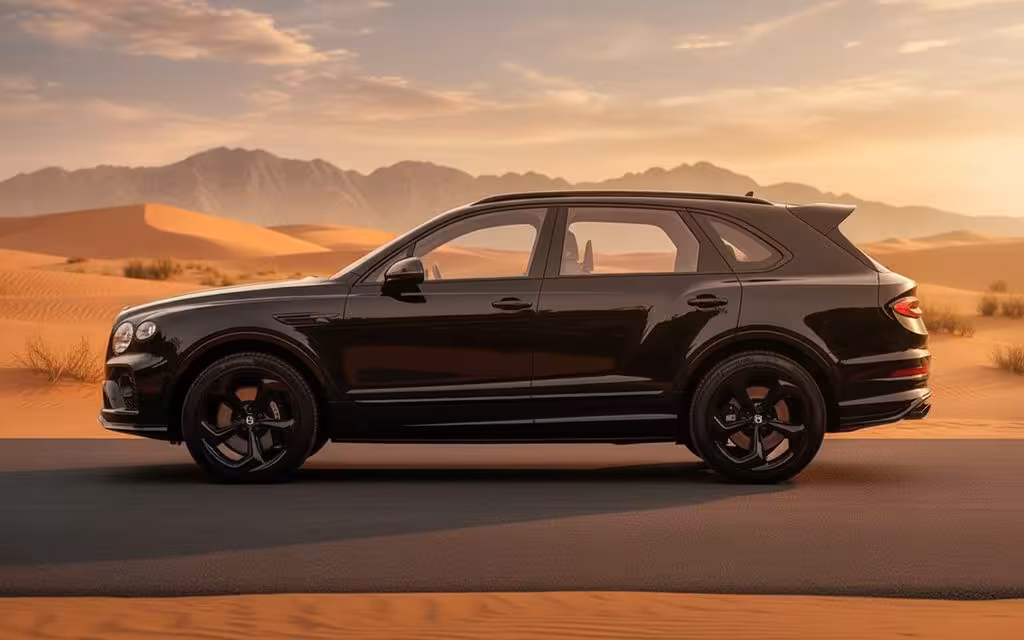 Bentley Bentayga 2023 Black side profile – rental in Dubai