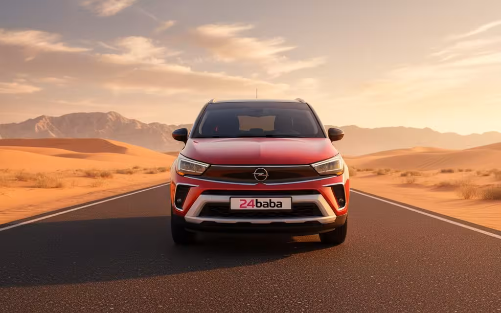 Opel Crossland 2023 Red front view with headlights – rental in Dubai