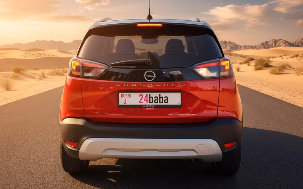 Opel Crossland 2023 Red rear view showing taillights – rental in Dubai