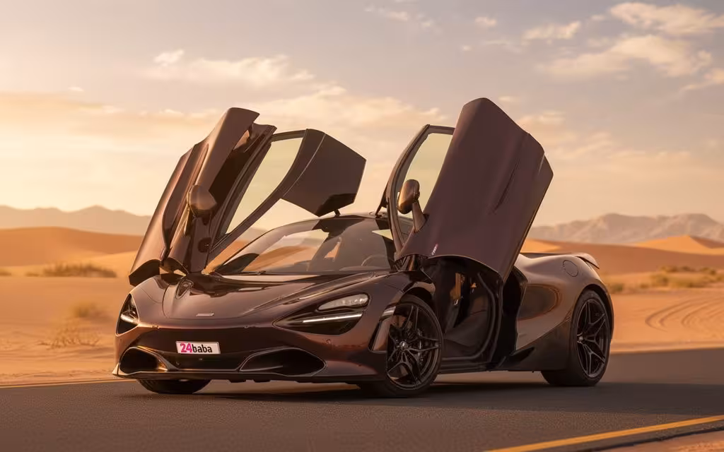 Mclaren 720S 2022 Brown front view with headlights – rental in Dubai