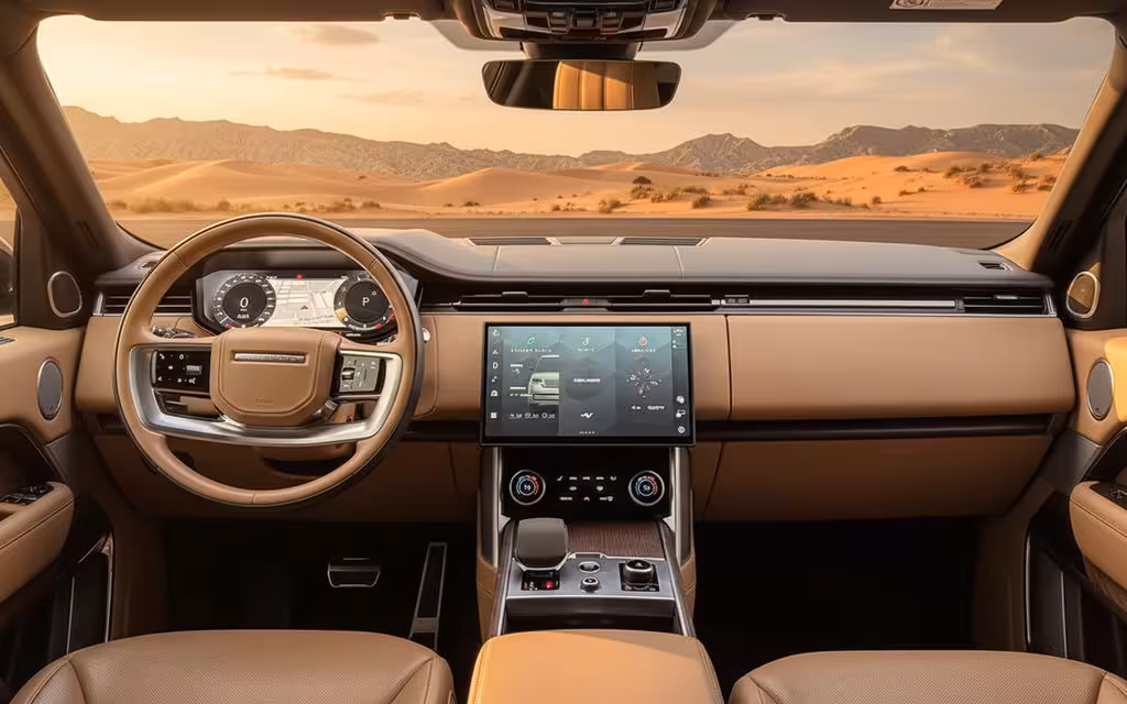 LandRover RangeRoverVogue 2023 interior view showing trim – rental in Dubai