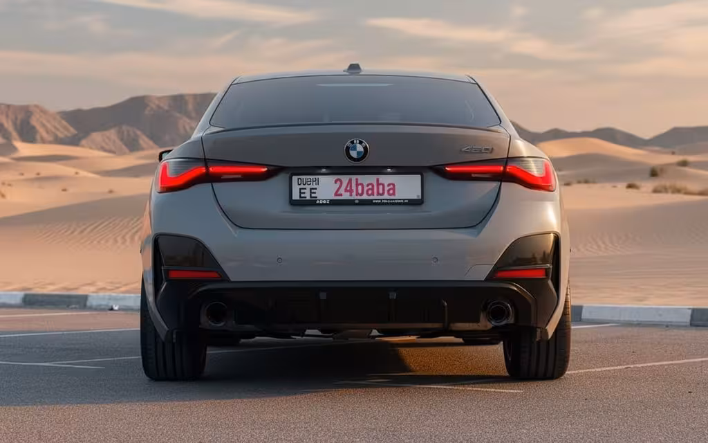 Bmw 420 2025 Grey rear view showing taillights – rental in Dubai