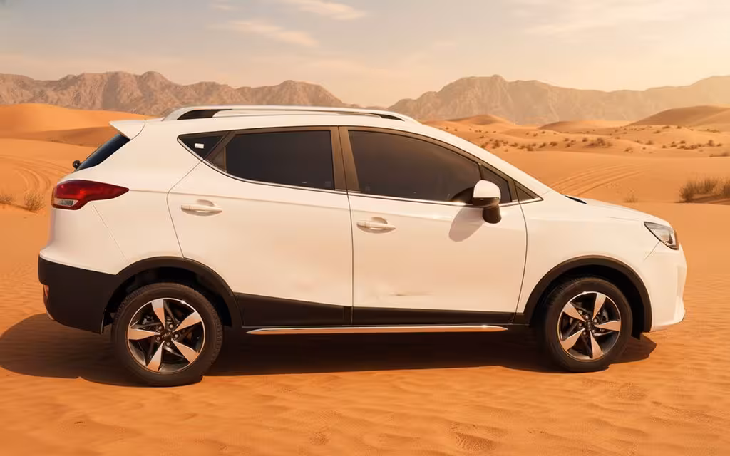 Jac S3 2024 White parked outdoor scene – rental in Dubai