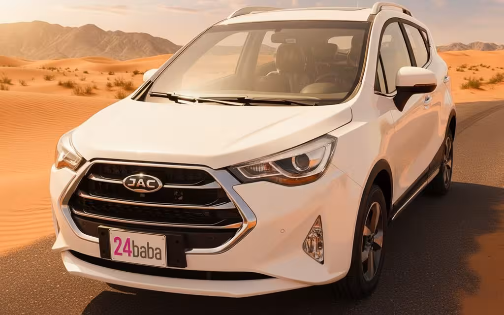 Jac S3 2024 White front view with headlights – rental in Dubai