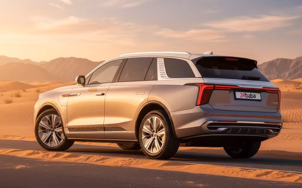 Hongqi E Hs9 2023 Grey rear view showing taillights – rental in Dubai