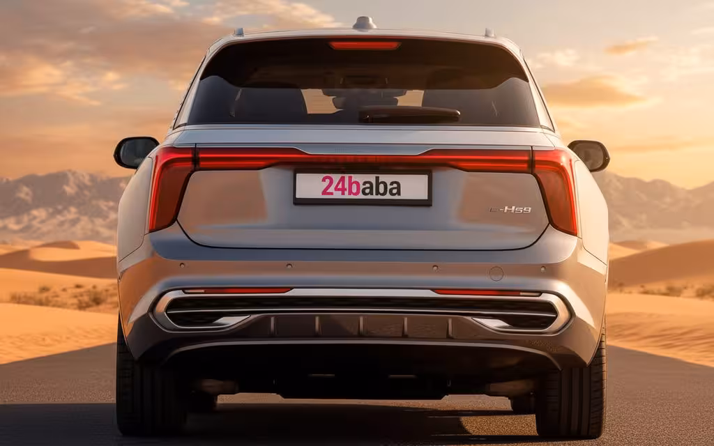 Hongqi E Hs9 2023 Grey rear view showing taillights – rental in Dubai